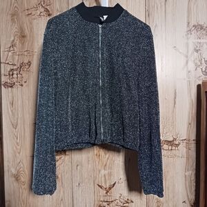 H&M Divided Silver Metalic Threaded Black Dress Jacket Size 8 Medium